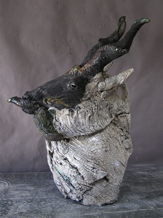 Wild Goat Teapot - Homage to Paul Soldner - alternate view