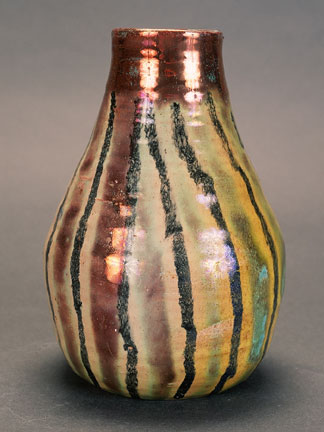 Gold Luster Rim with Black Striped Vase