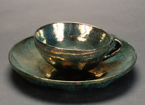 Green Luster Plate and Cup