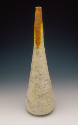 Tall White and Brown Vase