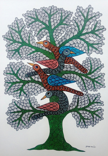 Dwarka Parste - Bird on Tree