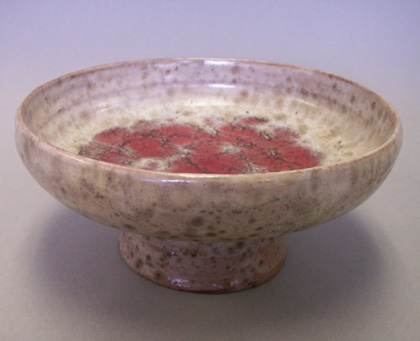 Footed Bowl with Red Interior