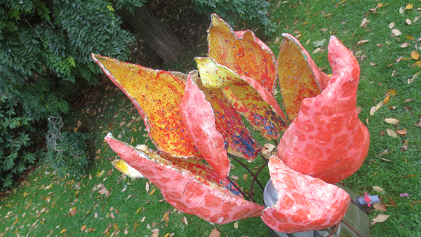 Allison Newsome - Red Petal Raincatcher Series -  Blithewold Arboretum, 2014
