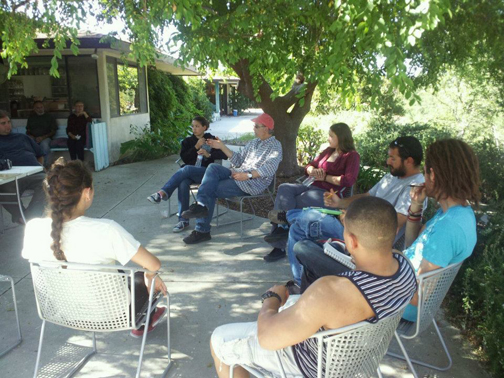 Professor Richard Flores Teaching Workshop on the patio behind the studio.