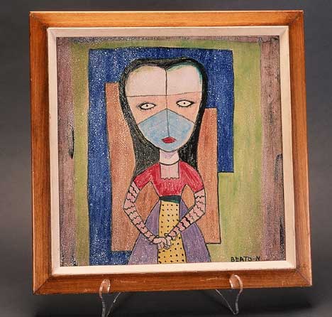 Ceramic Tile with Multi-colored Woman