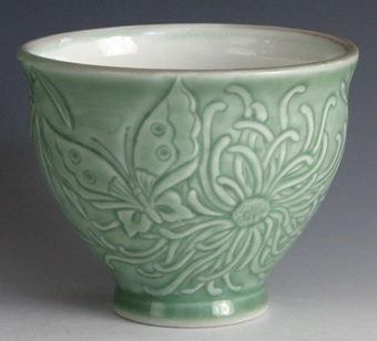 Lauren Hanson - Chrysanthemum and Butterfly Tea Bowl