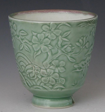 Lauren Hanson - Cypress Tree and Cherry Blossoms Tea Bowl