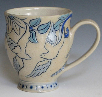 Lauren Hanson - Pair of Doves - Blue Willow Cup