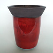 Deep Red Pot with Black Rim