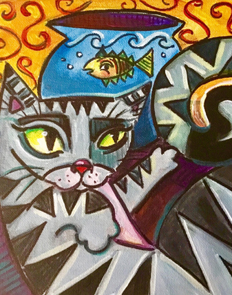 Cubist Kitty Painting by Amy Lynn Stevenson